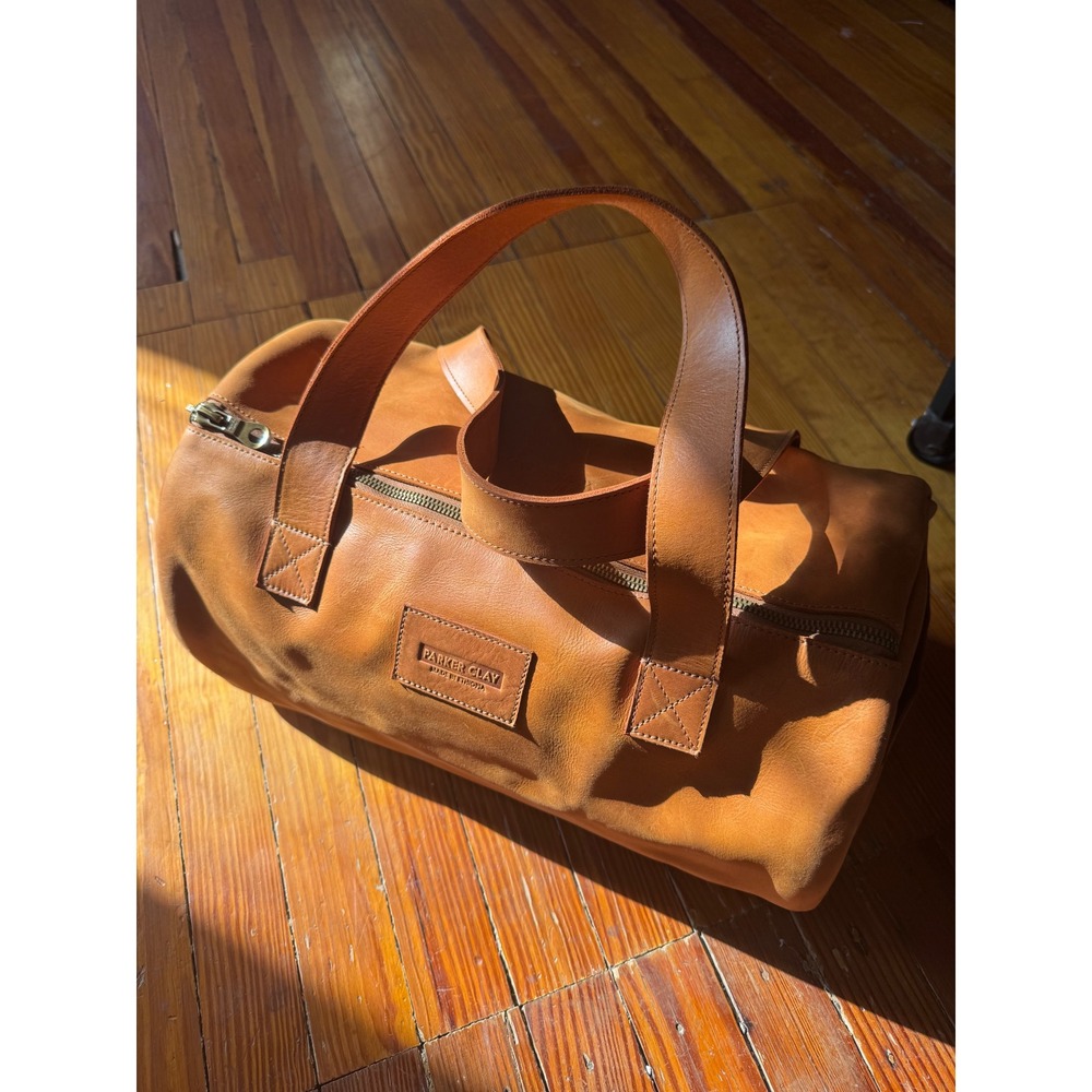 Parker Clay Tan Leather Duffel Bag Weekender Young Living Ethiopia Handcrafted
